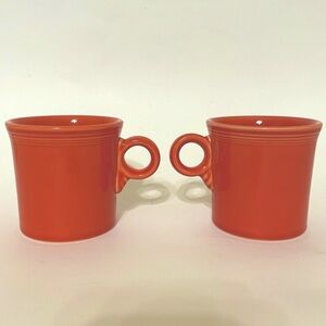 Y2K FIESTA Ware Homer Laughlin Orange Ring Handle Set of 2 Coffee Mugs